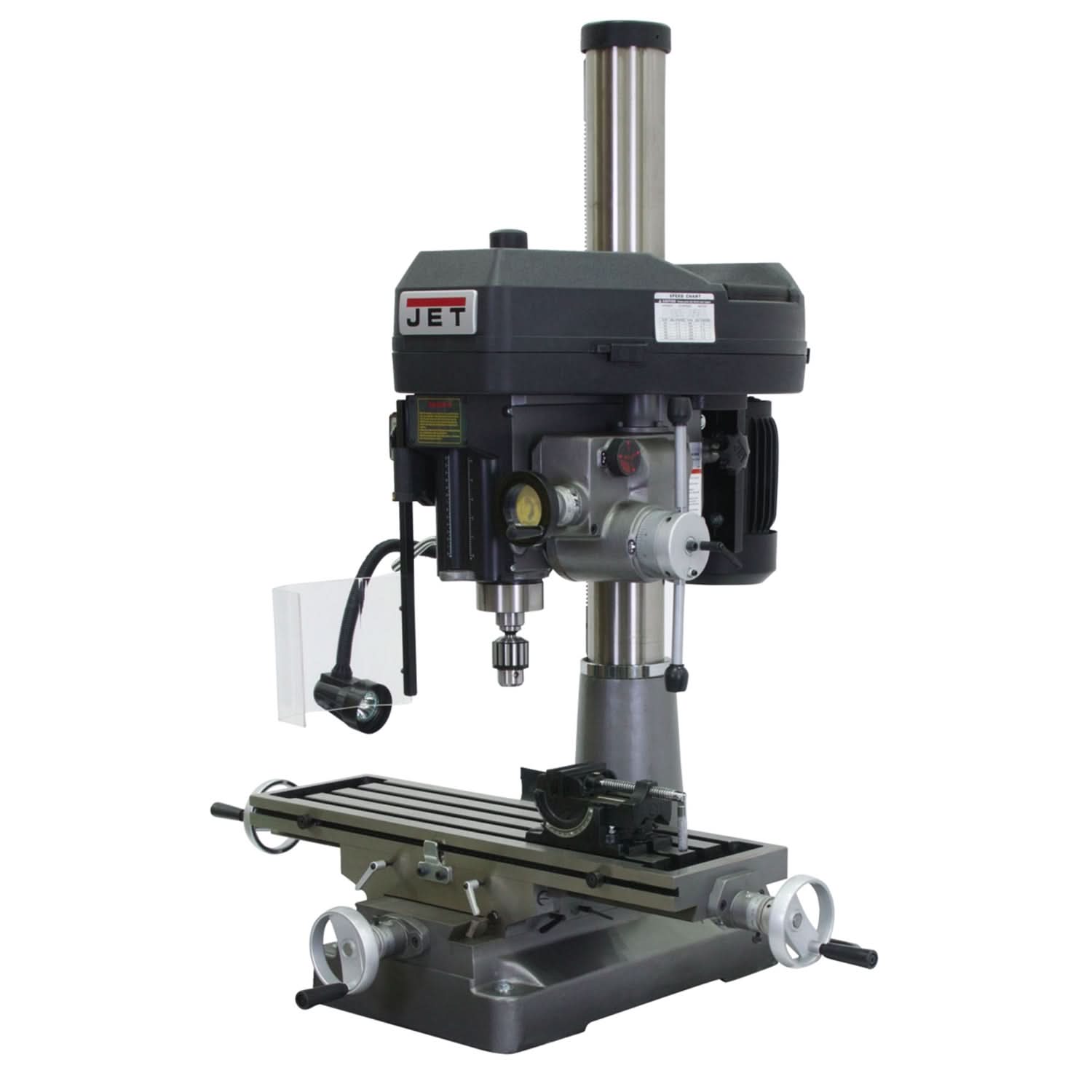 JET 350129 JMD-18PFN Mill/Drill With NEWALL DP700 DRO and X-Axis Table Powerfeed
