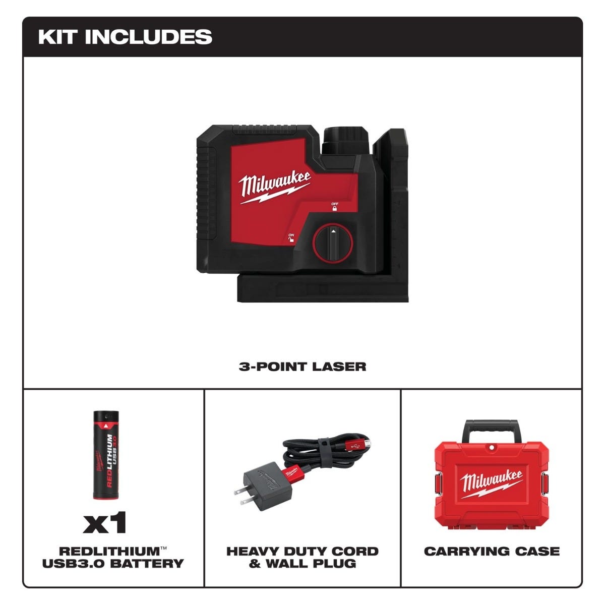 Milwaukee 3510-21 USB Rechargeable Green 3-Point Laser