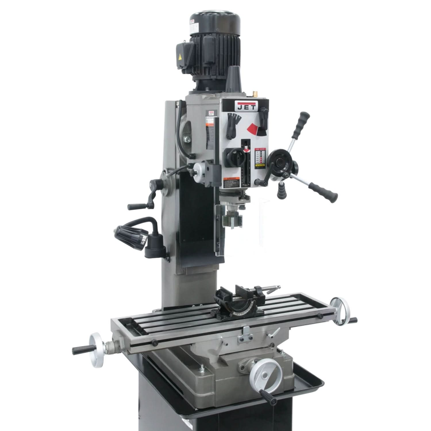 JET 351159 JMD-45GH Geared Head Square Column Mill/Drill with Newall DP500 2-Axis DRO & X-Powerfeed