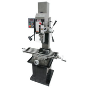 JET 351165 JMD-45VSPFT Variable Speed Geared Head Square Column Mill/Drill with Power Downfeed & Newall DP500 2-Axis DRO & X-Axis Powerfeed