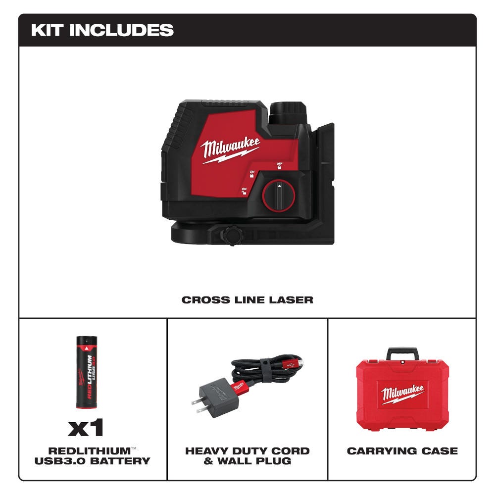 Milwaukee 3521-21 USB Rechargeable Green Cross Line Laser