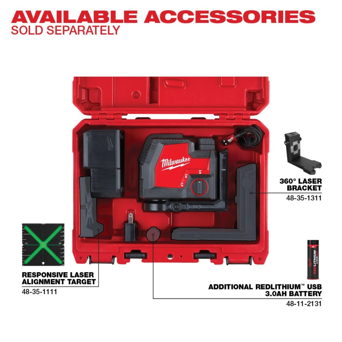 Milwaukee 3521-21 USB Rechargeable Green Cross Line Laser