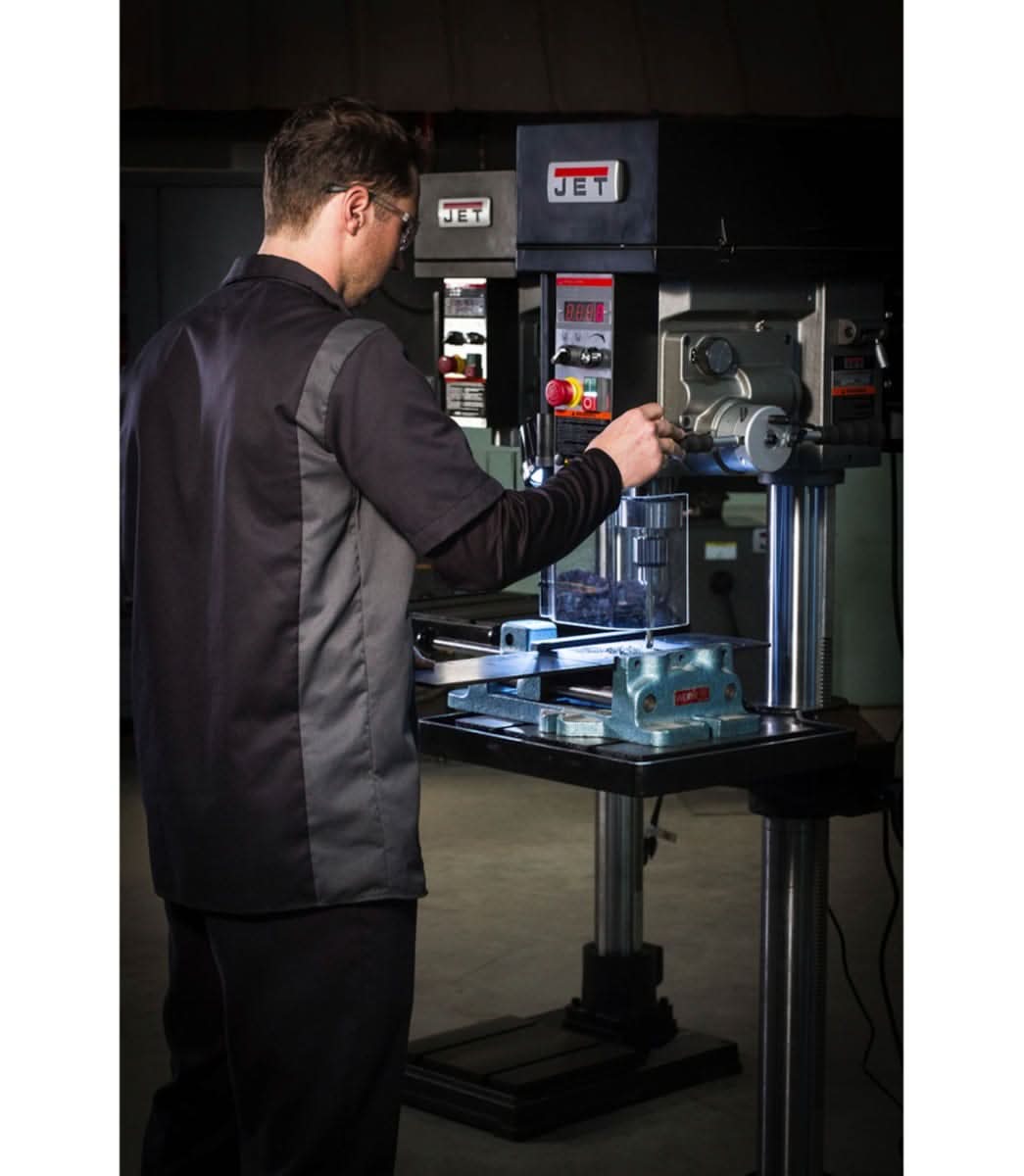 JET 354250 JDPE-20EVS-PDF 1-1/4-Inch Drilling Capacity, 2HP, 115V, 1Ph Electronic Variable Speed Drill with Power Downfeed