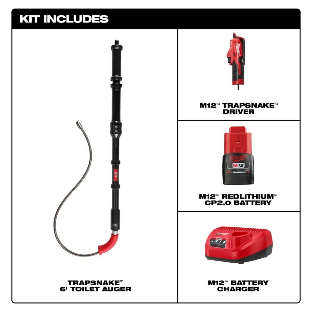 Milwaukee 3576-21 M12 TRAPSNAKE 6' Toilet Auger