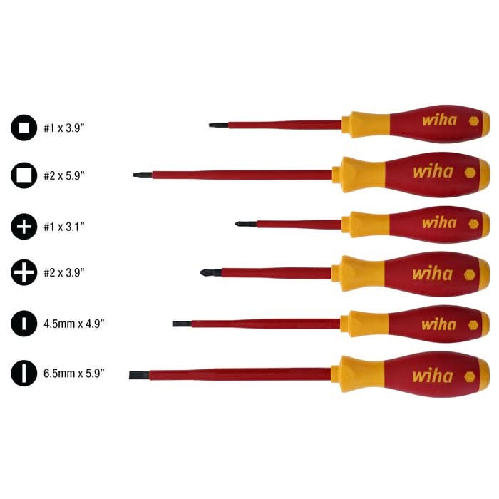 Wiha 35890 6-Piece Insulated SoftFinish Screwdriver Set