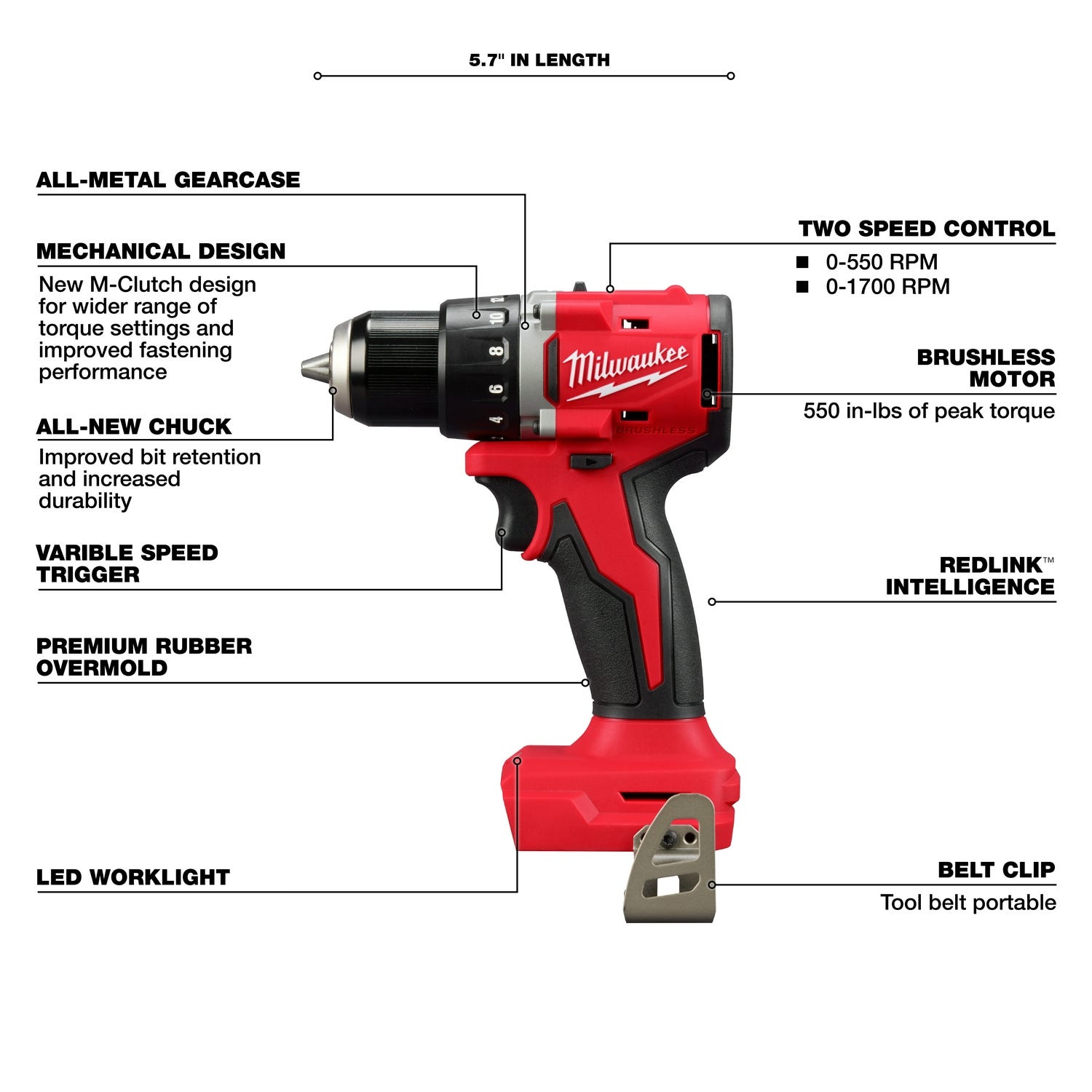 Milwaukee 3601-20 M18 Compact Brushless 1/2" Drill Driver (Bare Tool)