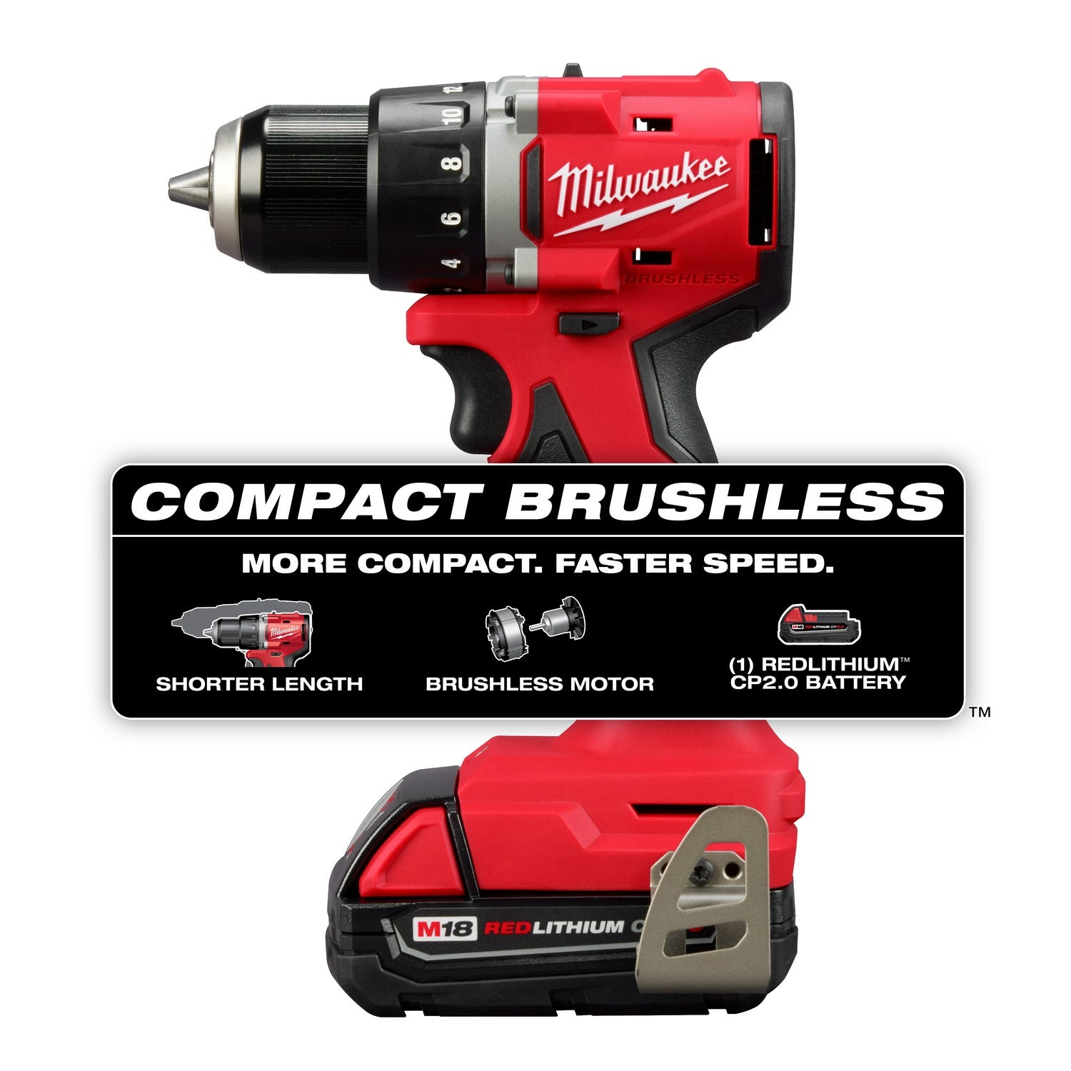 Milwaukee 3601-21P M18 Compact Brushless 1/2" Drill Driver Kit