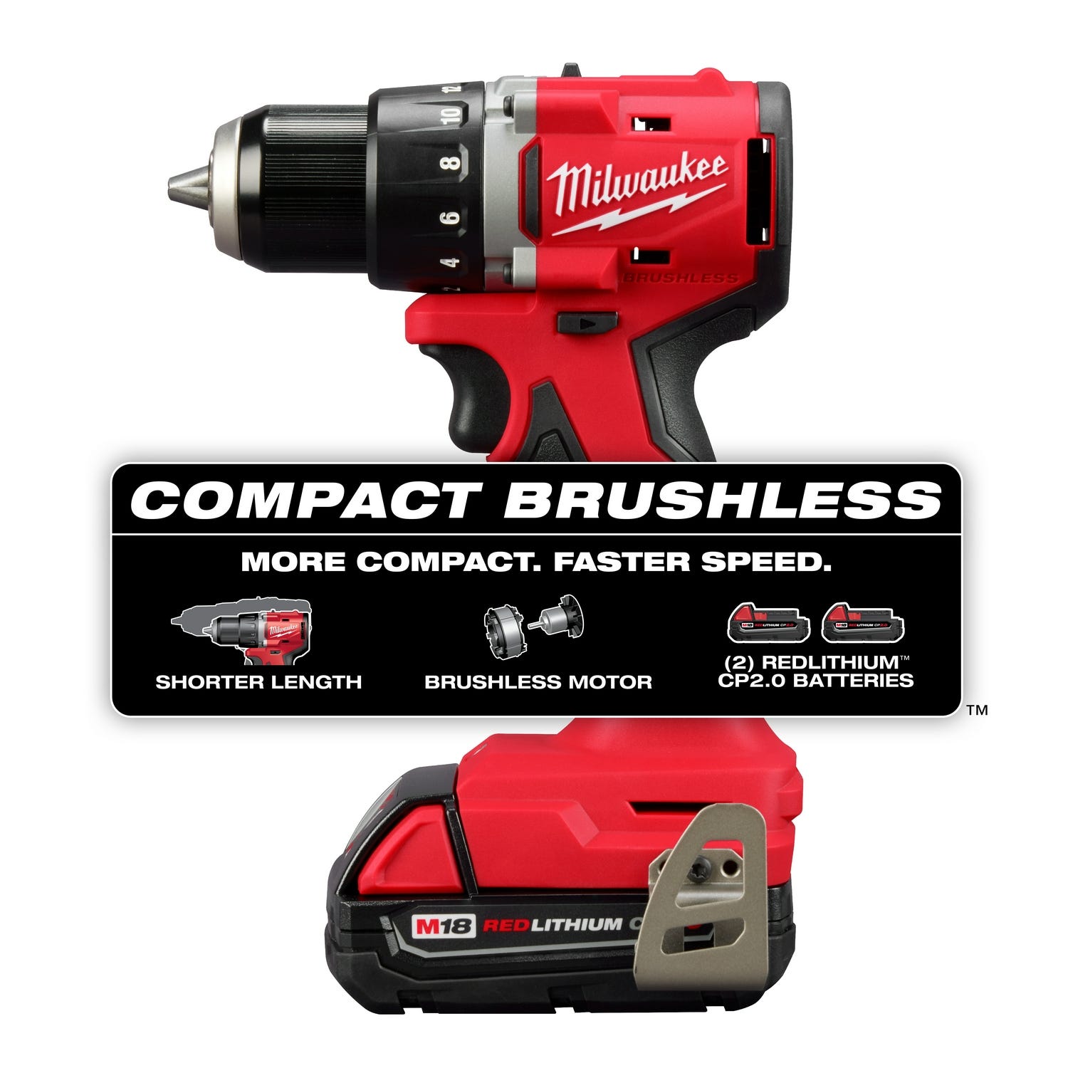 Milwaukee 3601-22CT M18 Compact Brushless 1/2" Drill Driver Kit