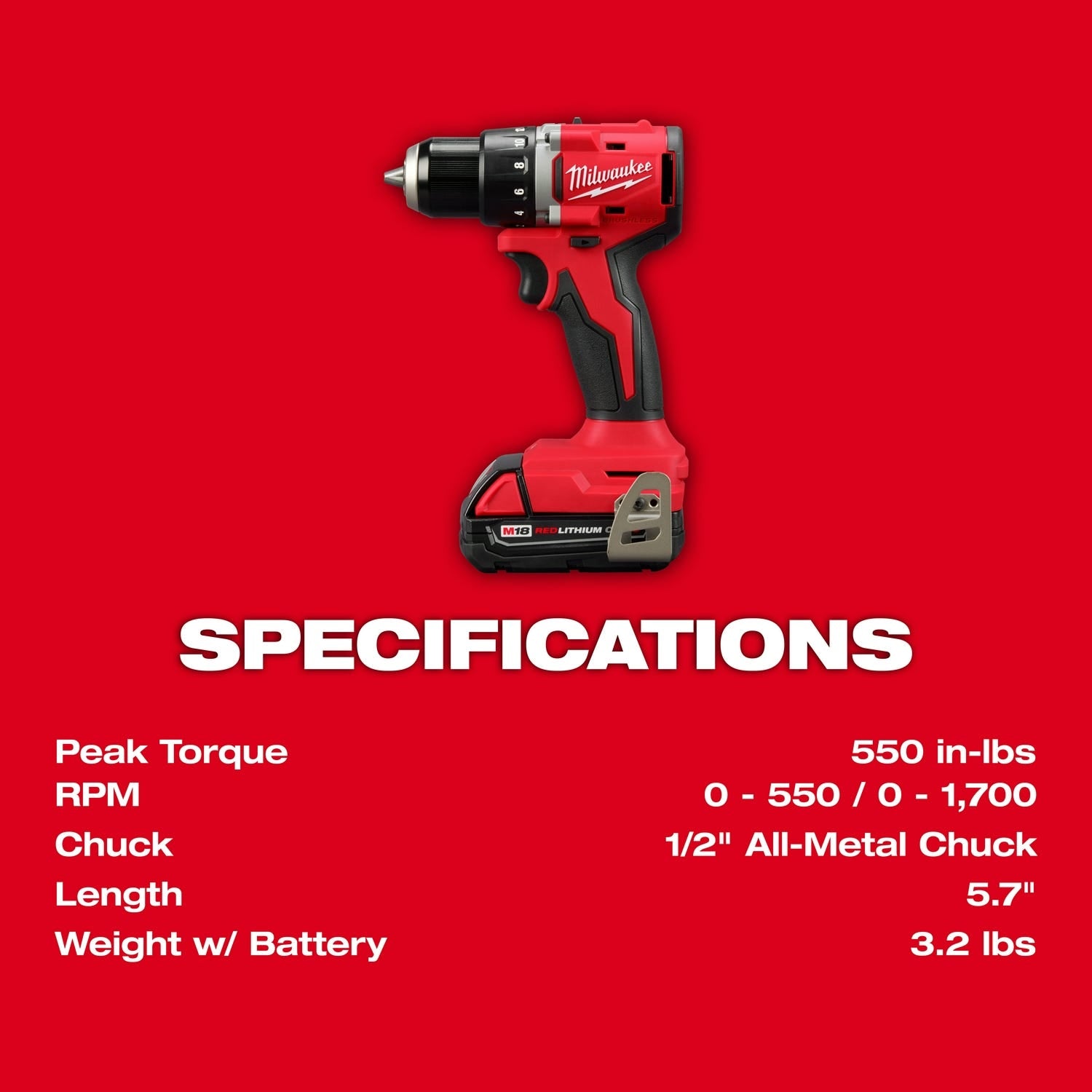 Milwaukee 3601-22CT M18 Compact Brushless 1/2" Drill Driver Kit