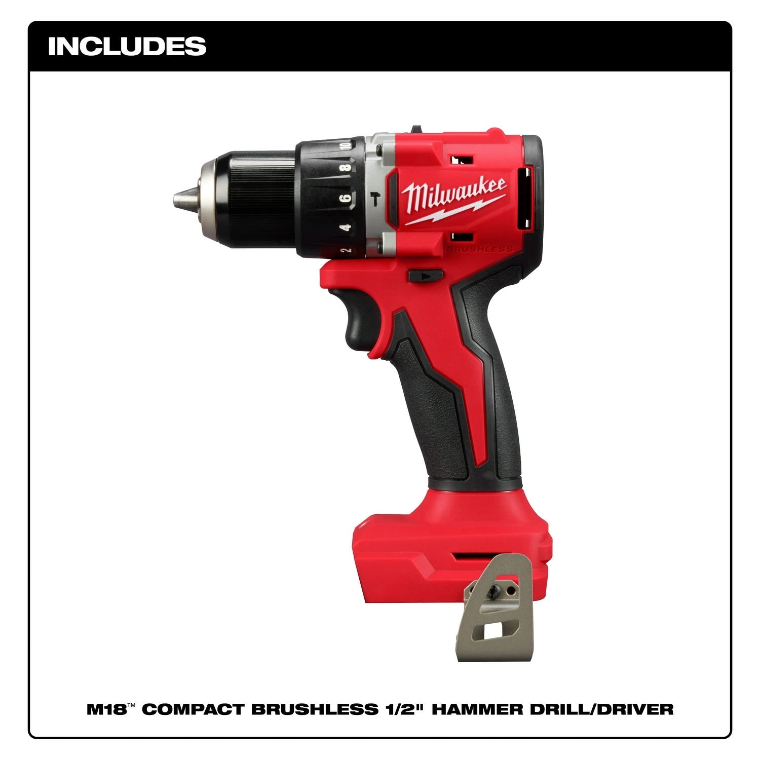 Milwaukee 3602-20 M18 Compact Brushless 1/2" Hammer Drill (Bare Tool)