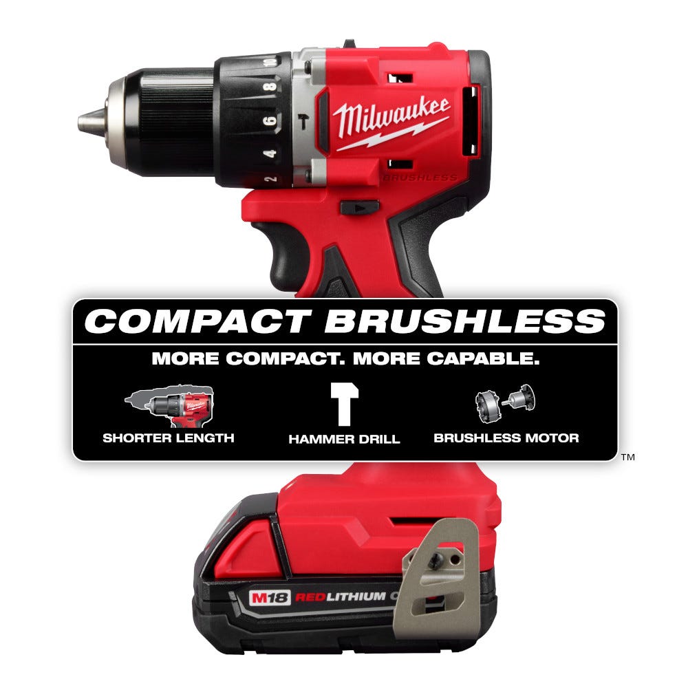 Milwaukee 3602-21P M18 Compact Brushless 1/2" Hammer Drill Kit