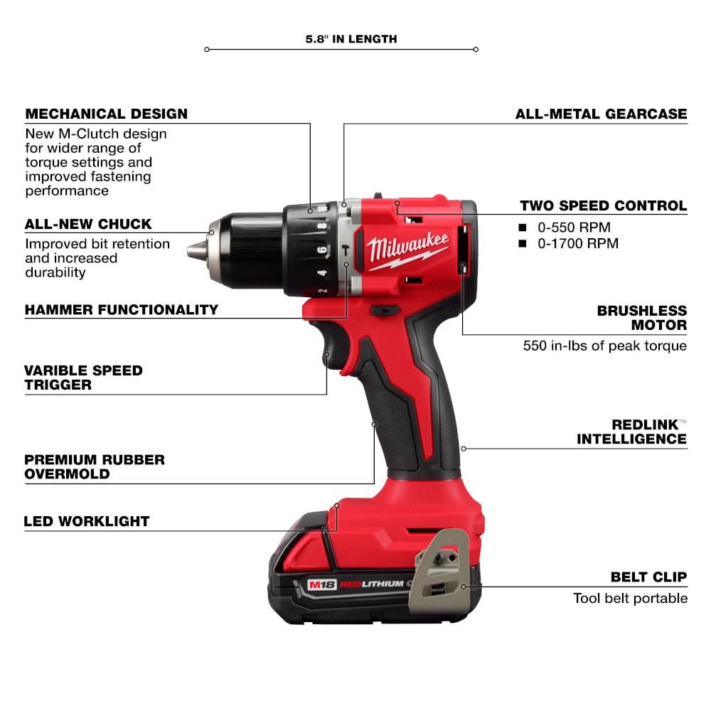 Milwaukee 3602-21P M18 Compact Brushless 1/2