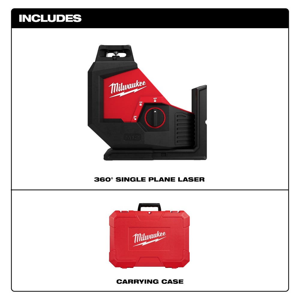 Milwaukee 3631-20 M12 Green 360 Degree Single Plane Laser, Bare Tool