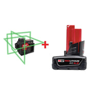 Milwaukee M12 Green 360 3-Plane Laser 4.0Ah Kit with M12 Battery Pack