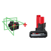 Milwaukee M12 Green 360 3-Plane Laser 4.0Ah Kit and 5.0Ah Battery Pack