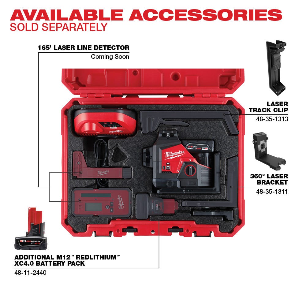 Milwaukee 3632-21 M12 Green 360 3-Plane Laser 4.0Ah Kit