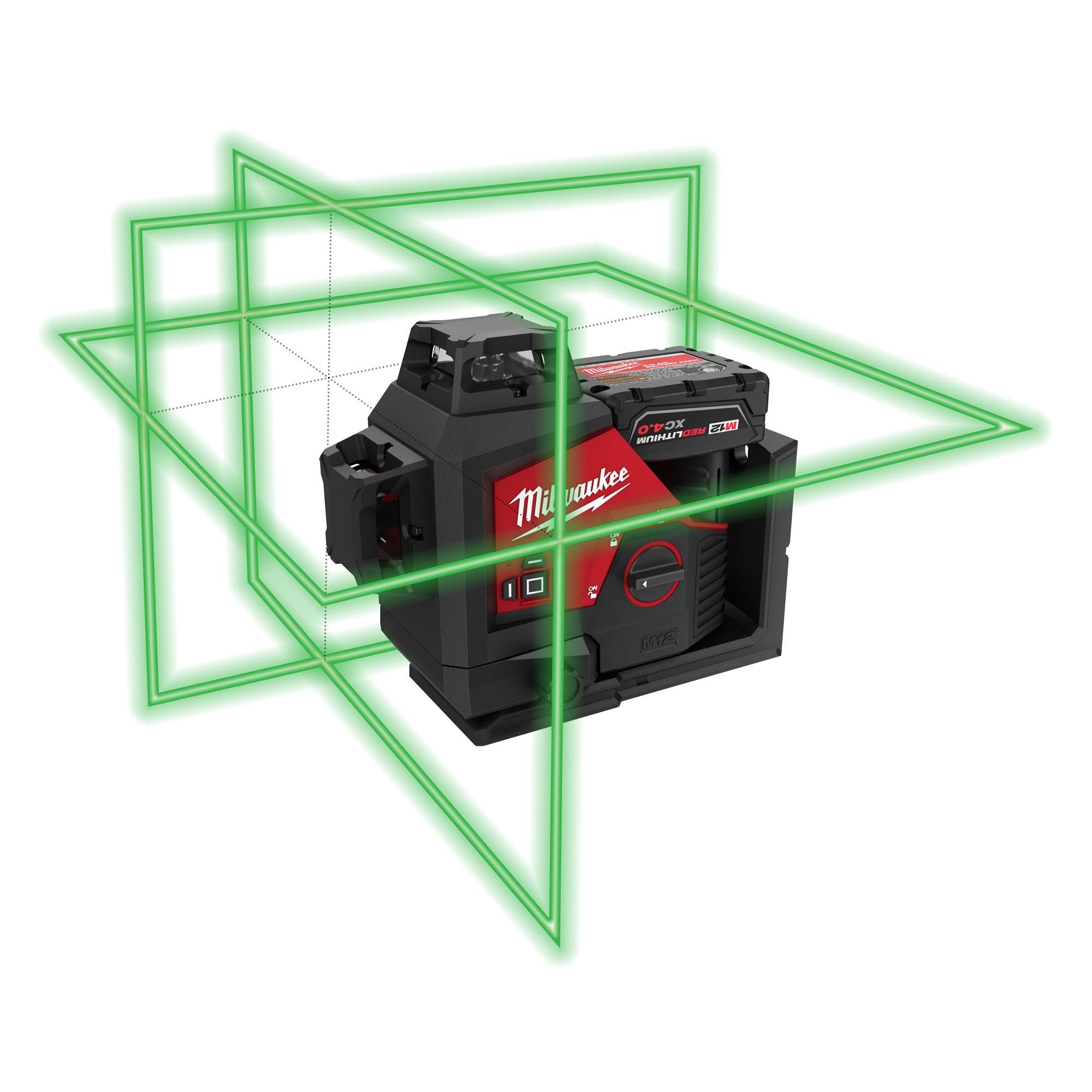 Milwaukee M12 Green 360 3-Plane Laser 4.0Ah Kit and 5.0Ah Battery Pack