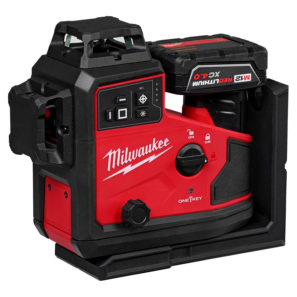 Milwaukee 3642-21 M12 Green 360&deg; 3-Plane Laser w/Automatic Alignment & Receiver
