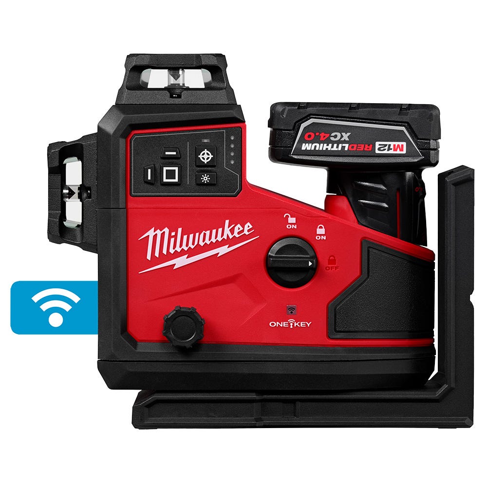 Milwaukee 3642-21 M12 Green 360&deg; 3-Plane Laser w/Automatic Alignment & Receiver