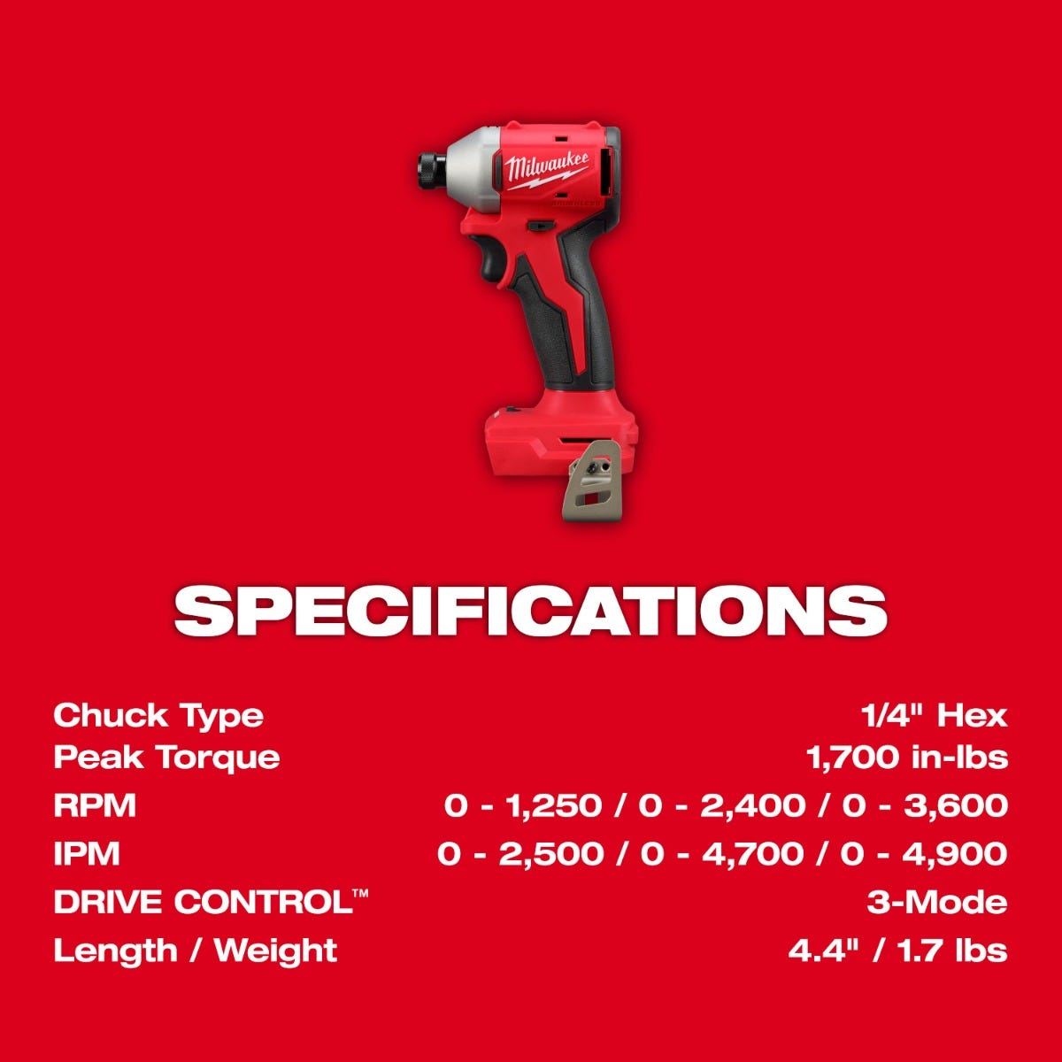 Milwaukee M18™ Compact Brushless 1/4" Hex 3-Speed Impact Driver