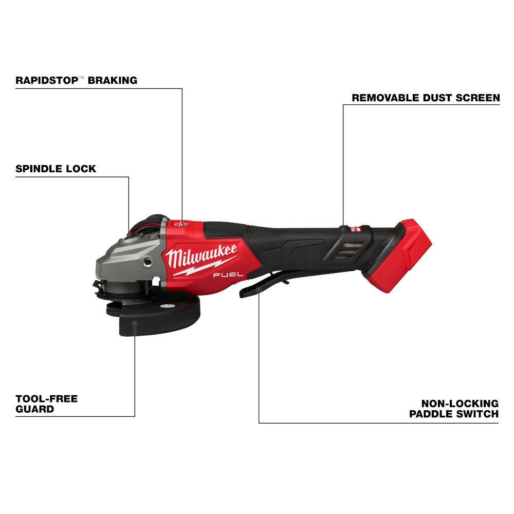 Milwaukee 3670-20 M18 FUEL 4-1/2"-6" Braking Grinder, Paddle Switch