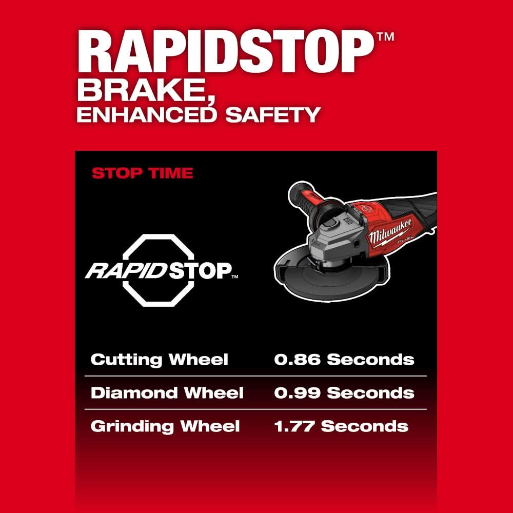 Milwaukee 3671-20 M18 FUEL 4-1/2"-6" Braking Grinder, Slide Switch