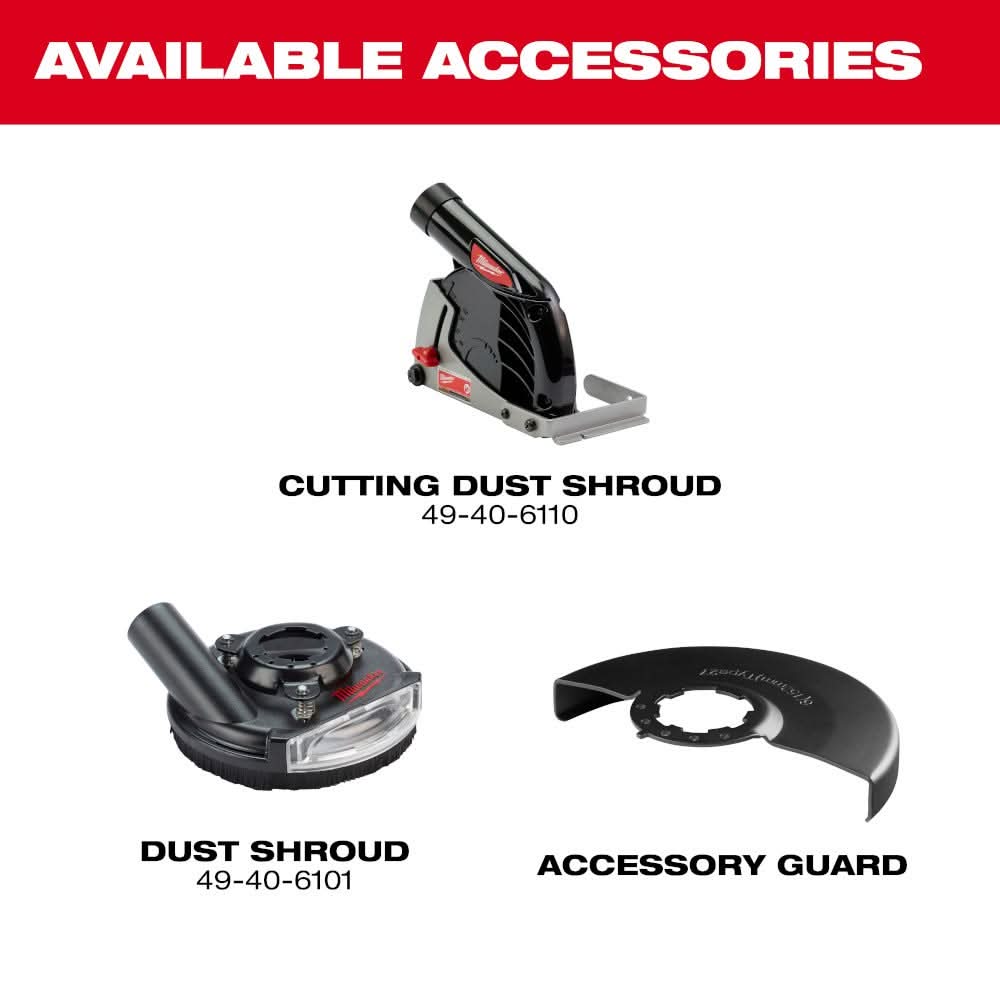 Milwaukee 3672-20 M18 FUEL 4-1/2"-6" Variable Speed Braking Grinder, Paddle Switch w/ ONE-KEY