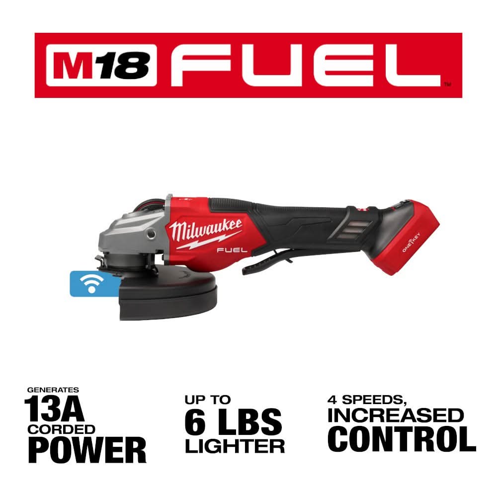 Milwaukee 3674-20 M18 FUEL 4-1/2"-7" Variable Speed Braking Grinder, Paddle Switch w/ ONE-KEY