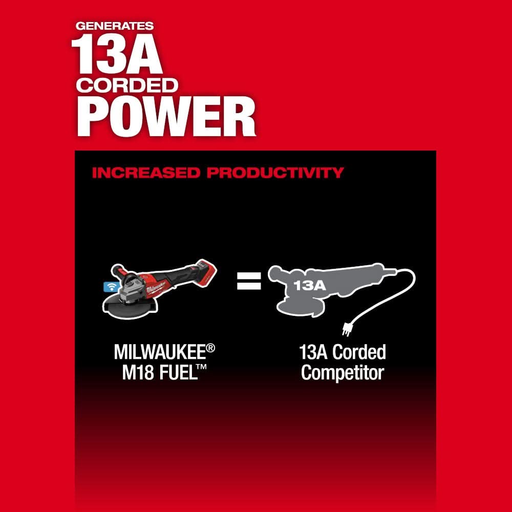 Milwaukee 3674-20 M18 FUEL 4-1/2"-7" Variable Speed Braking Grinder, Paddle Switch w/ ONE-KEY