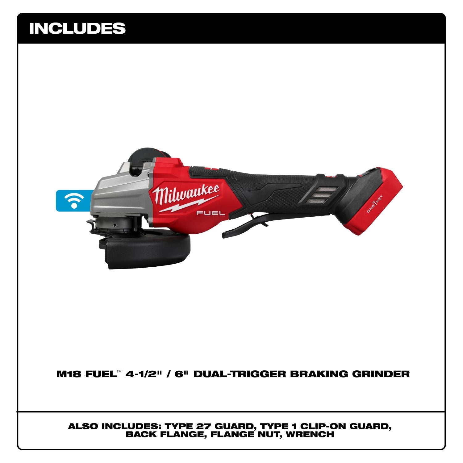 Milwaukee 3676-20 M18 FUEL 4-1/2" / 6" Dual Trigger Braking Paddle Switch Grinder  w/ ONEKEY, Tool Only