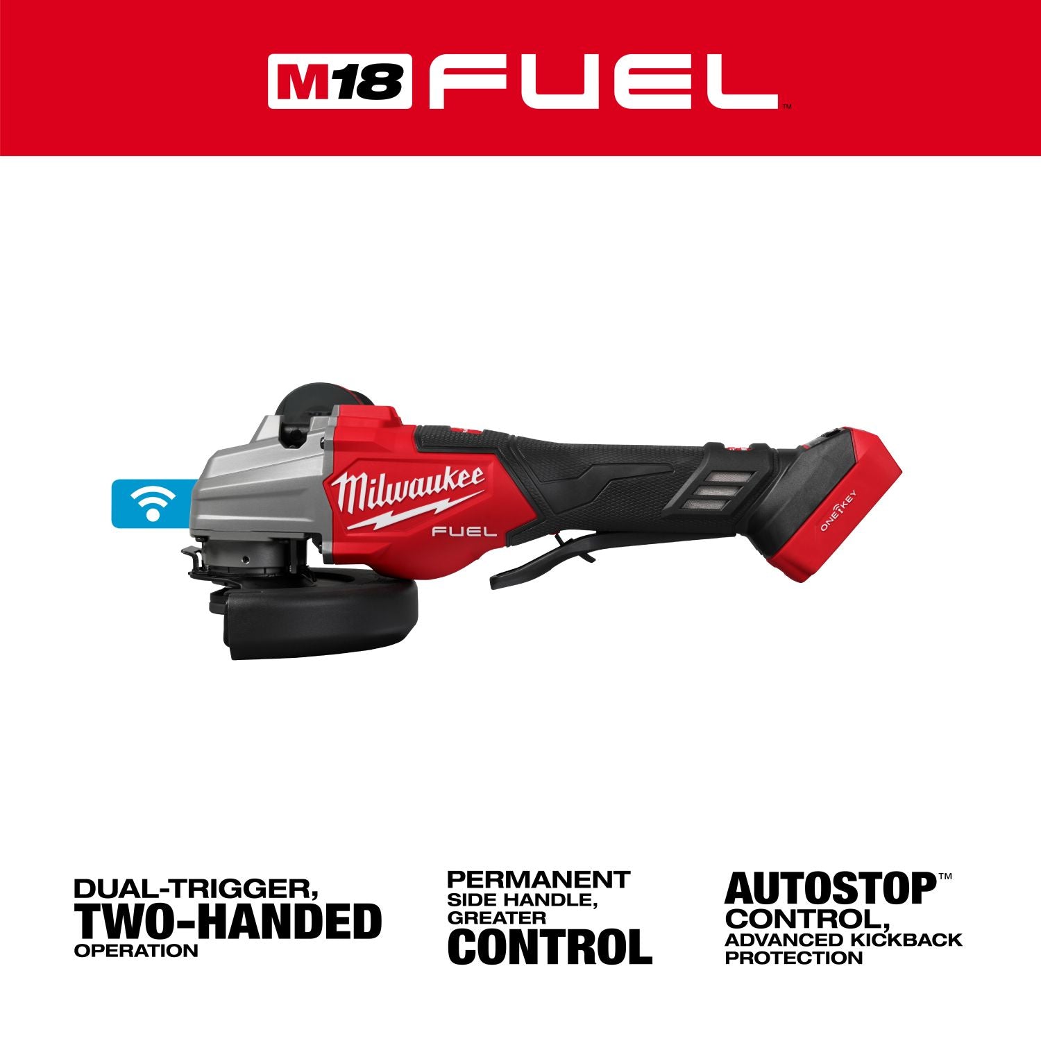 Milwaukee 3676-20 M18 FUEL 4-1/2" / 6" Dual Trigger Braking Paddle Switch Grinder  w/ ONEKEY, Tool Only