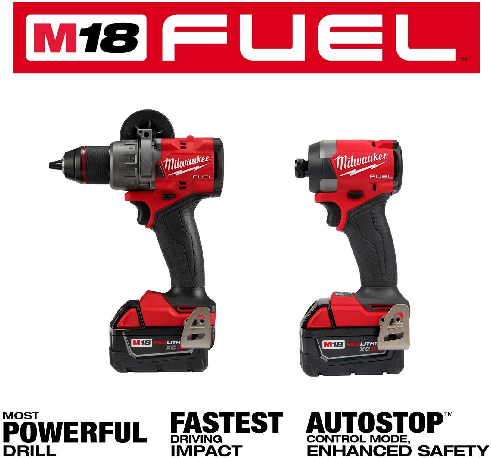 Milwaukee 3697-22 M18 FUEL 1/2-in. Hammer Drill and 1/4-in. Hex Impact Driver Combo Kit