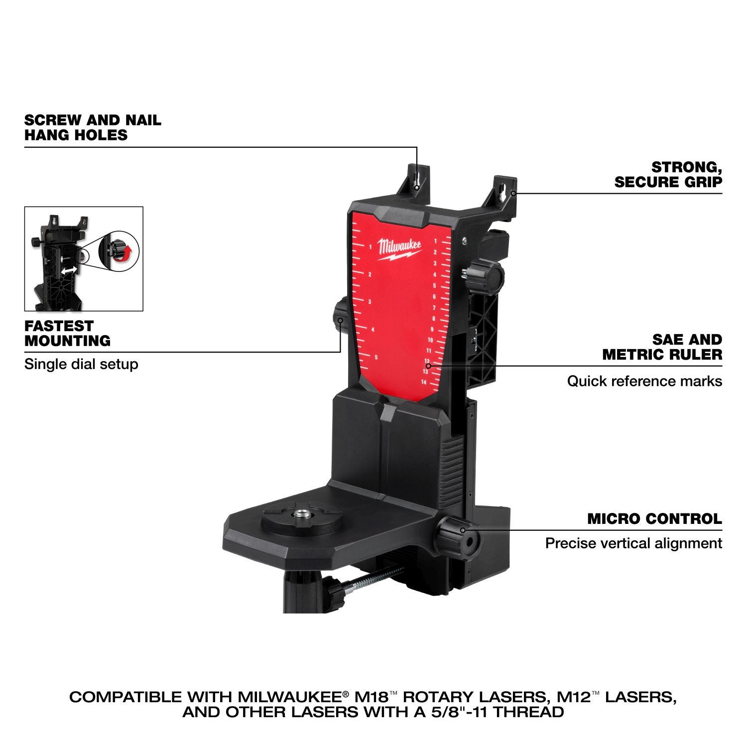 Milwaukee 3701-21T M18 Red Exterior Rotary Laser Level Kit w/ Receiver, Tripod, & Grade Rod
