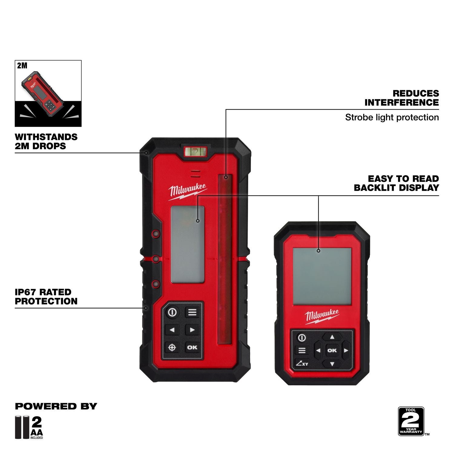Milwaukee 3704-21 M18 Red Exterior Dual Slope Rotary Laser Level Kit w/ Receiver & Remote
