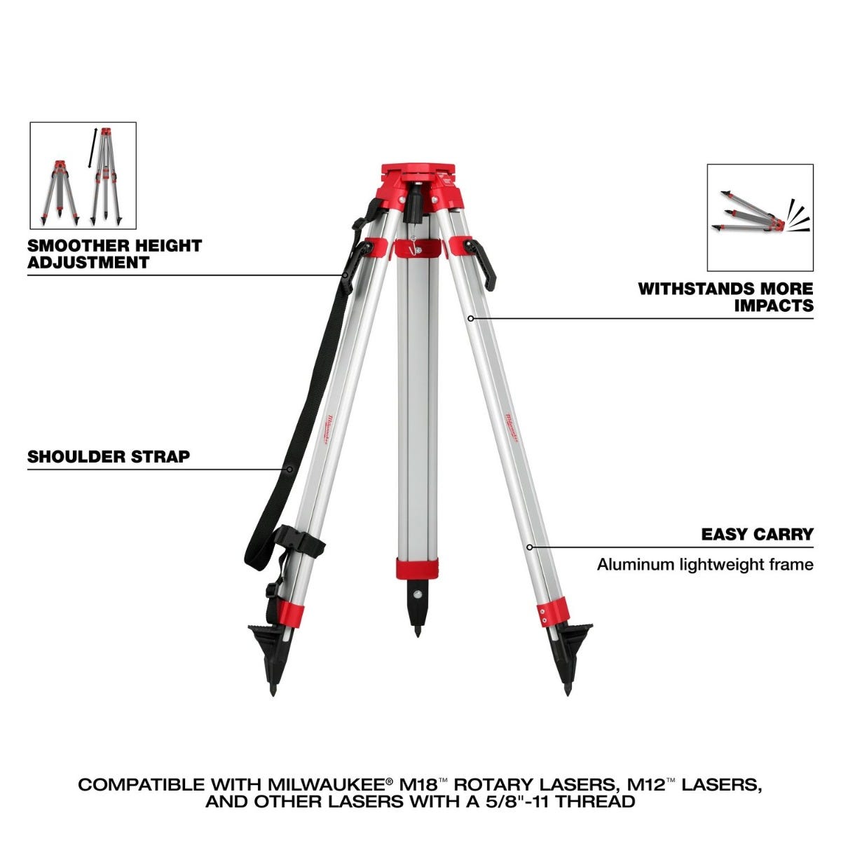 Milwaukee 3704-21T M18 Red Exterior Dual Slope Rotary Laser Level 3.0Ah Kit w/ Receiver, Remote, Grade Rod & Tripod