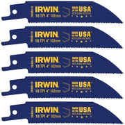 Irwin 372418P5 Metal Cutting Reciprocating Bi-Metal Blade 4-in. 18 TPI 5 Pack