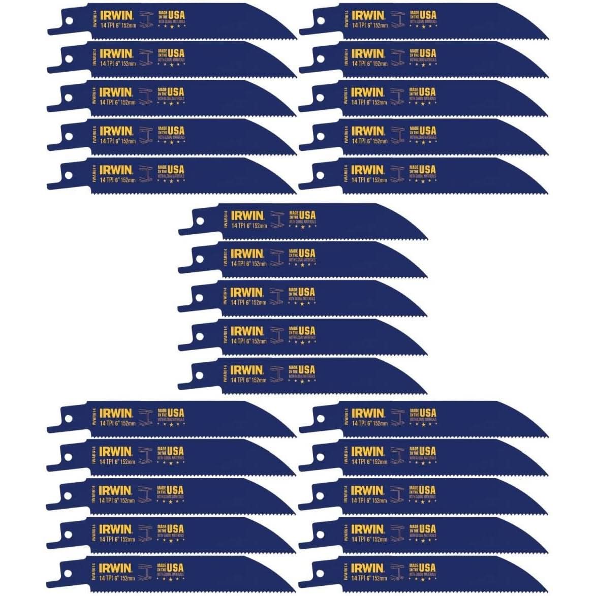 Irwin 372614B Metal Cutting Reciprocating Bi-Metal Blade 6-in. 14 TPI 25 Pack