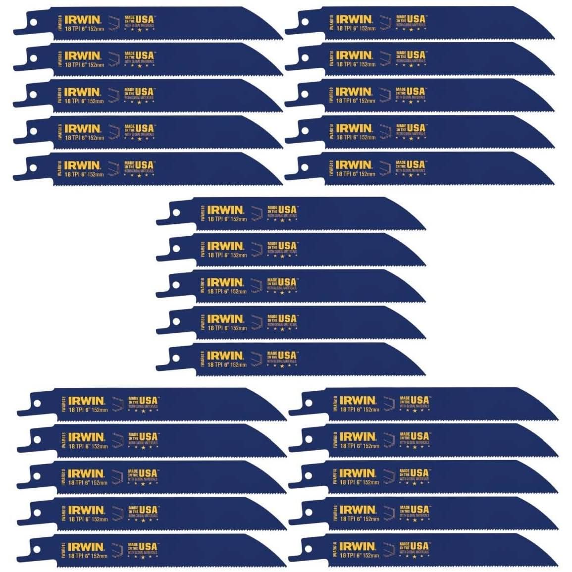 Irwin 372618B Metal Cutting Reciprocating Bi-Metal Blade 6-in. 18 TPI 25 Pack