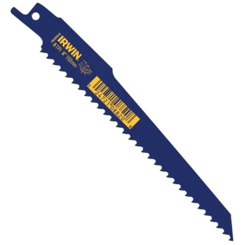 Irwin 372656BB Nail Embedded Wood Cutting Reciprocating Blade 6-in. 6 TPI