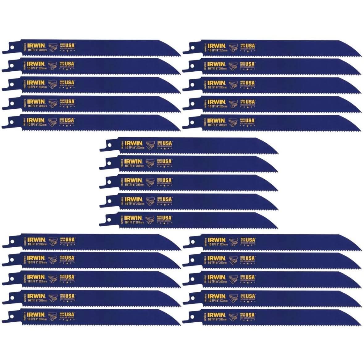 Irwin 372810B Wood & Metal Cutting Reciprocating Saw Blade 8-in. 10 TPI 25 Pack