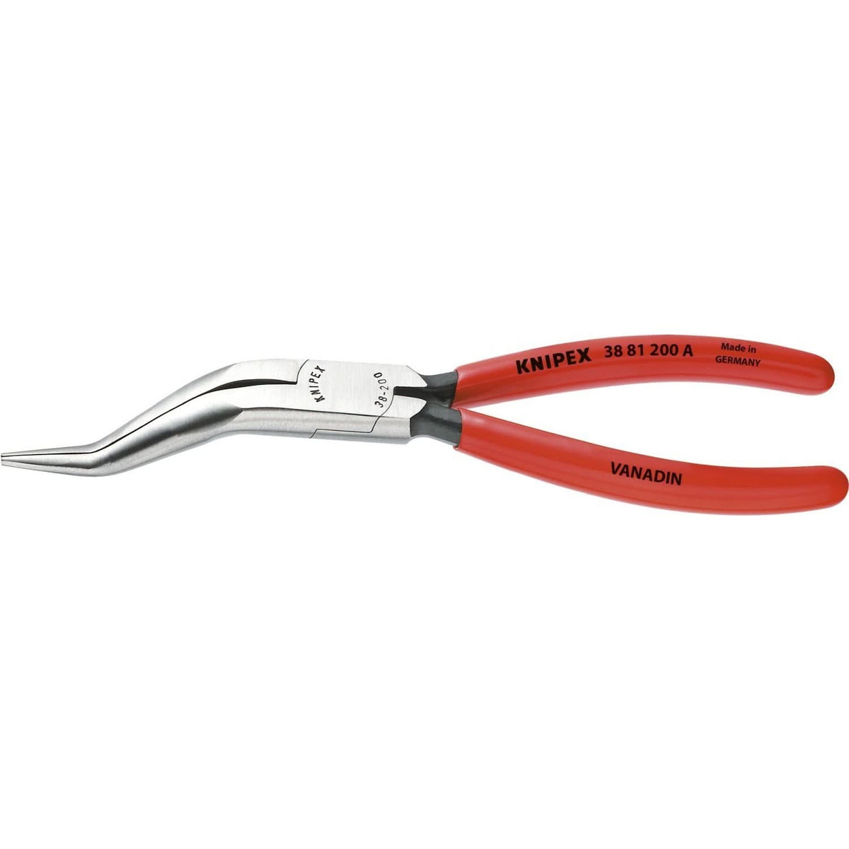 Knipex 38 81 200 A Long Nose Pliers without Cutter-Double Angled