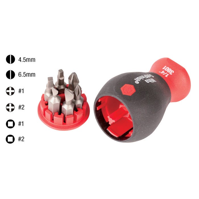 Wiha 38048 7-Piece SoftFinish Stubby Bit Holder Set