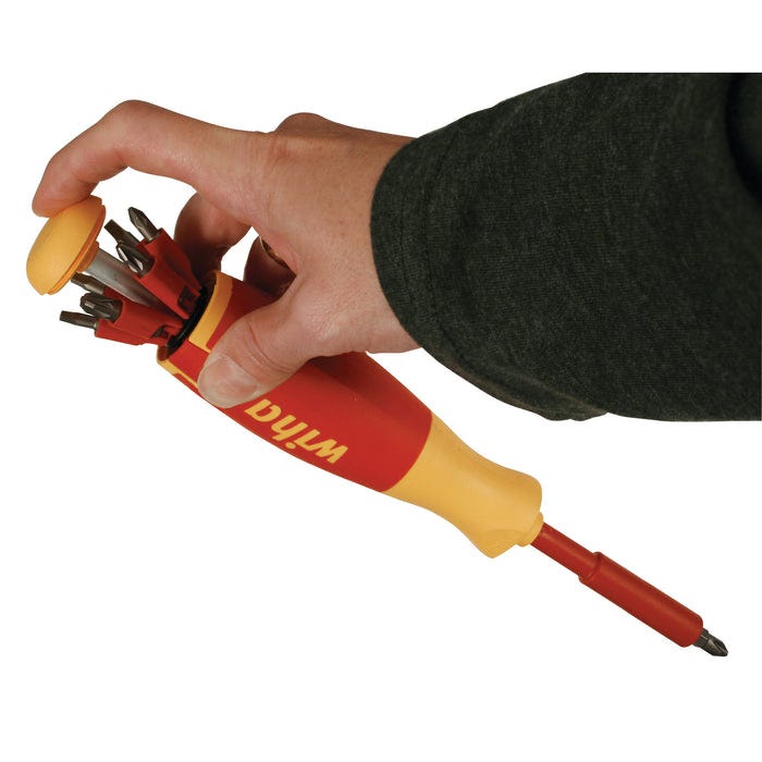Wiha 38050 14-Piece Insulated Pop-Up Bit Holder Set Slotted, Phillips, Square, Pozidriv