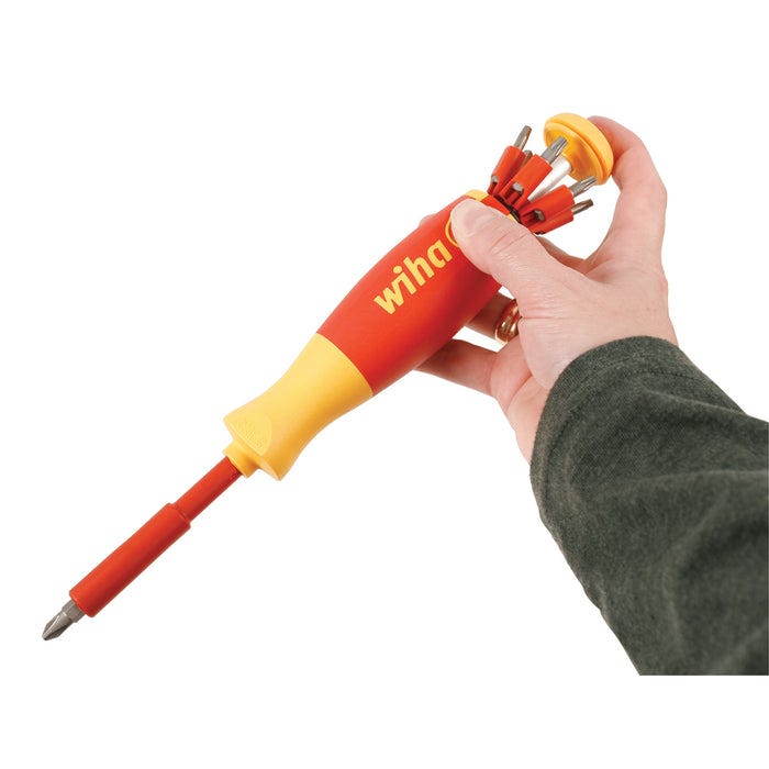Wiha 38051 14-Piece Insulated Pop-Up Bit Holder Set Slotted, Phillips, Square, Torx