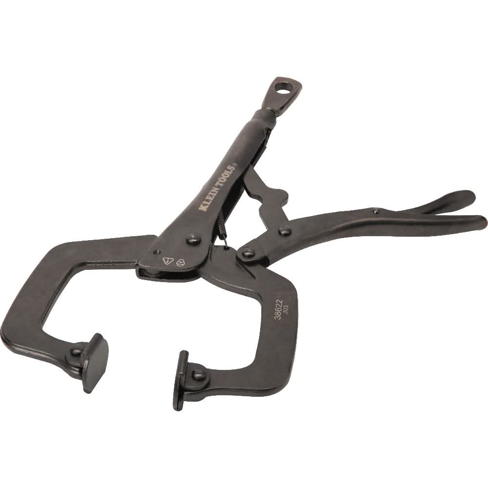 Klein Tools 38622 C-Clamp Locking Pliers With Swivel Jaws, 11-Inch