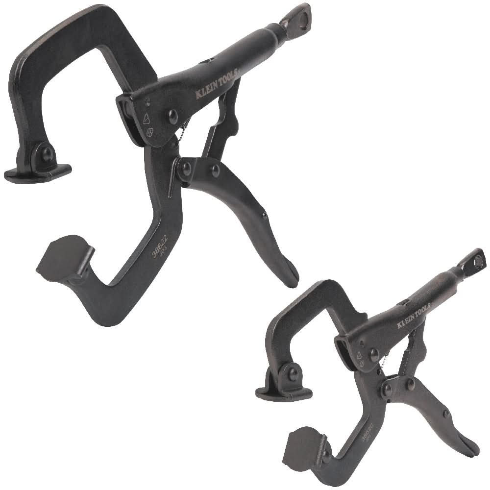 Klein Tools 38662 2-Piece C-Clamp Locking Pliers with Swivel Jaws Set, 6- and 11-Inch