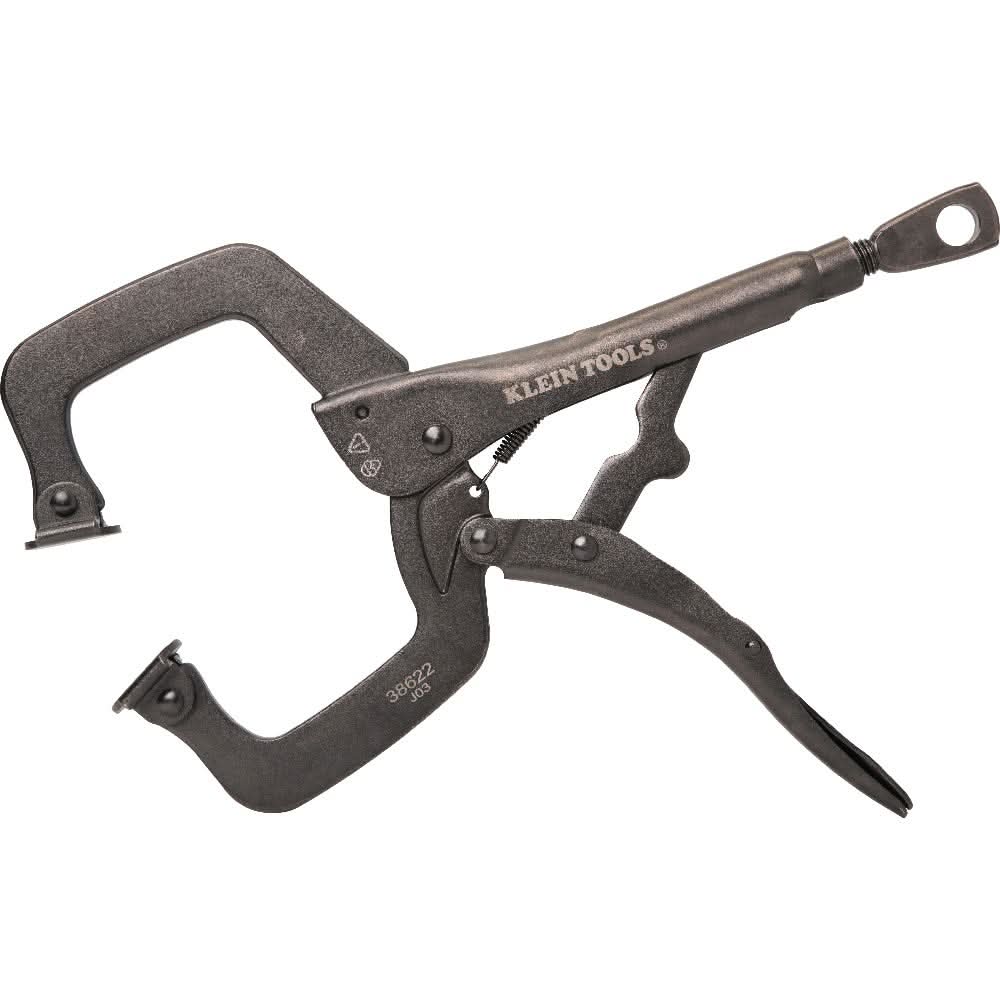 Klein Tools 38662 2-Piece C-Clamp Locking Pliers with Swivel Jaws Set, 6- and 11-Inch