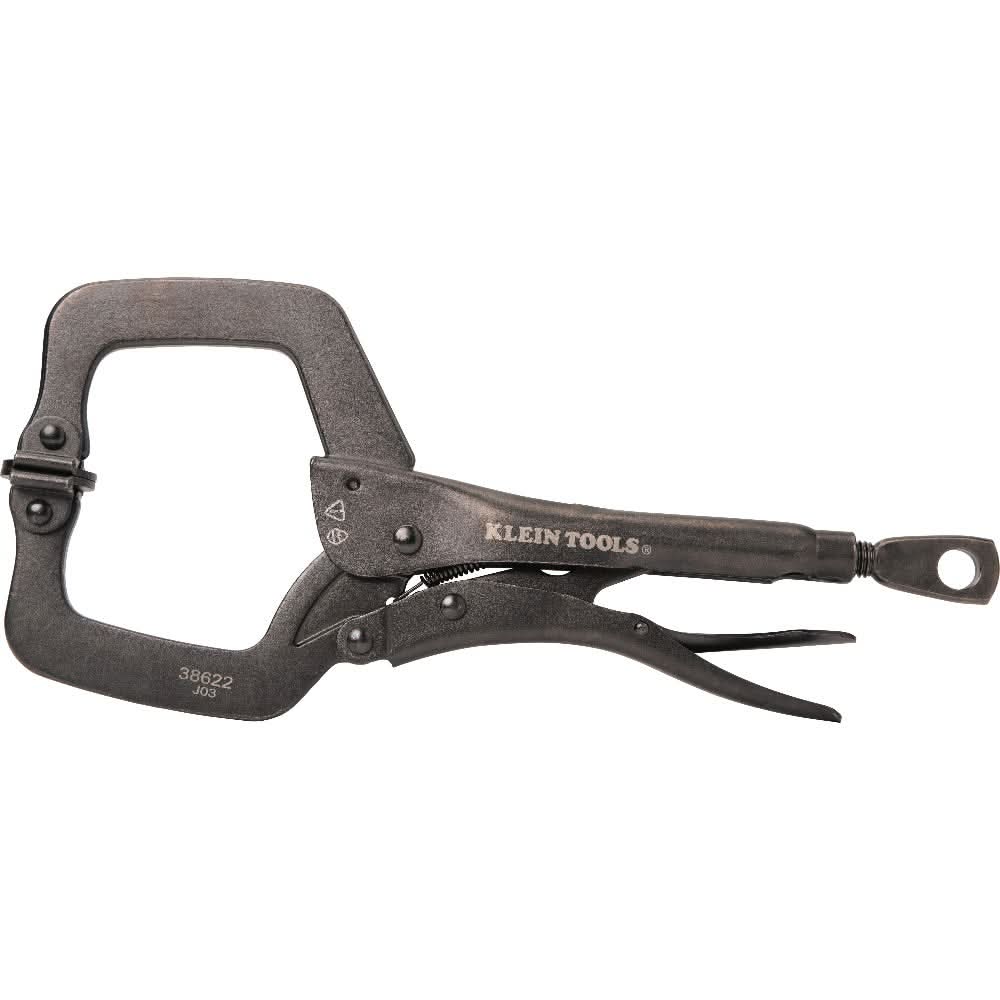 Klein Tools 38662 2-Piece C-Clamp Locking Pliers with Swivel Jaws Set, 6- and 11-Inch