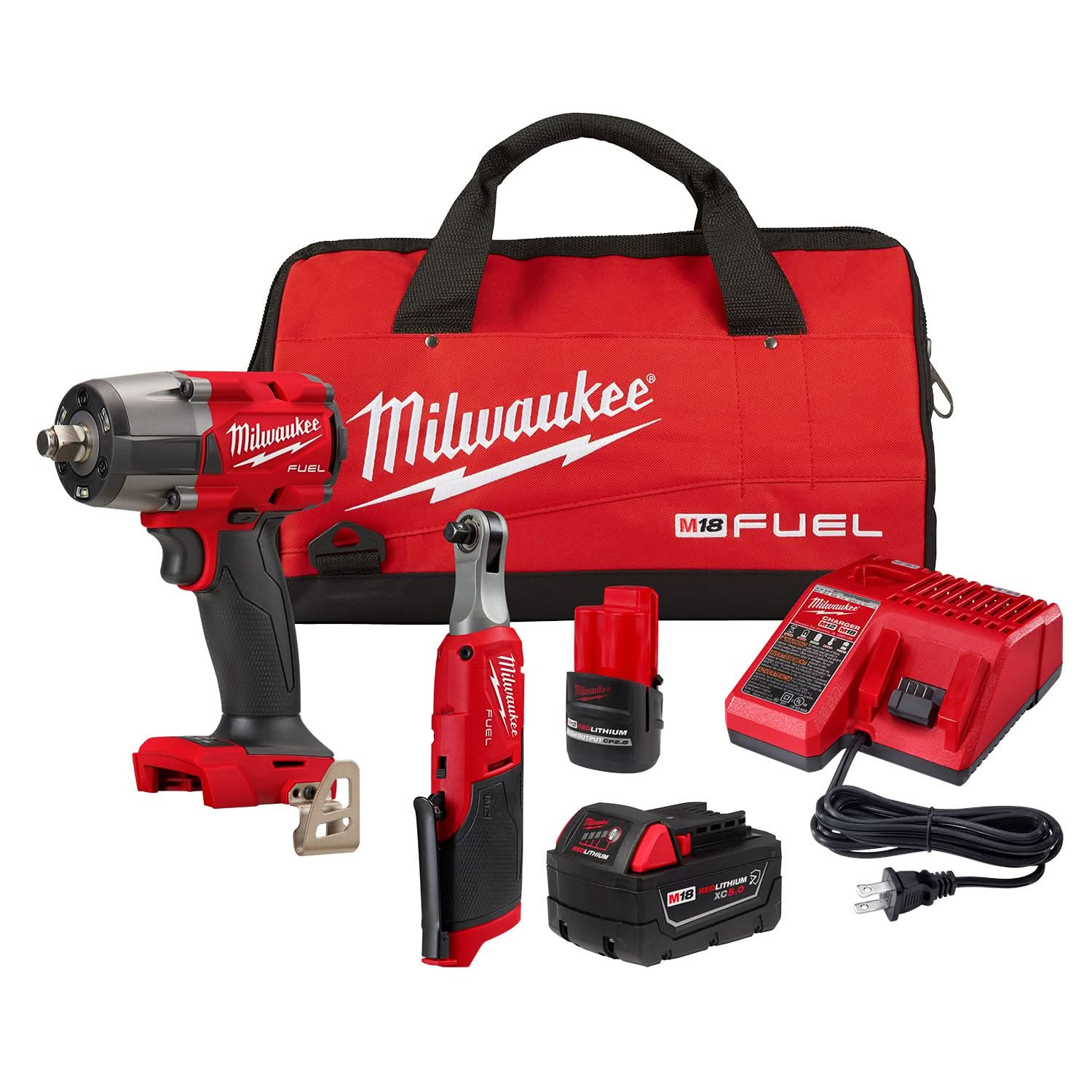 Milwaukee 3890-22 M18 FUEL Impact Wrench & M12 FUEL Ratchet  2-Tool Combo Kit