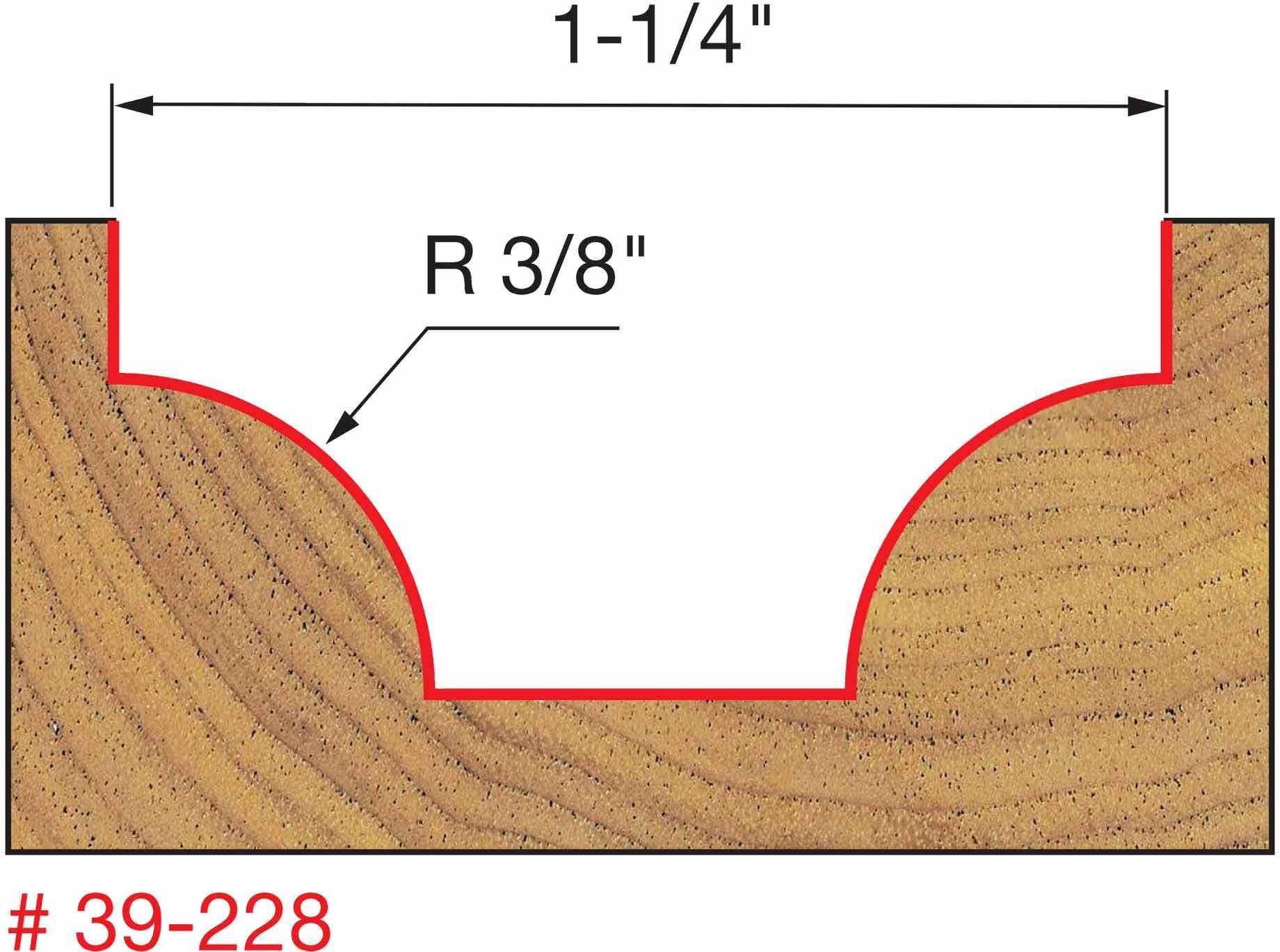 Freud 39-228 3/8-Inch Radius Ovolo Router Bit